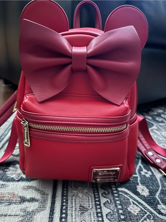 Disney Handbags - Disney loungefly Red Minnie Bow Mini Backpack with Gold Hardware